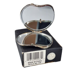 Godinger Silverplate Kidney Shaped Compact Mirror 2" x 1.5" New